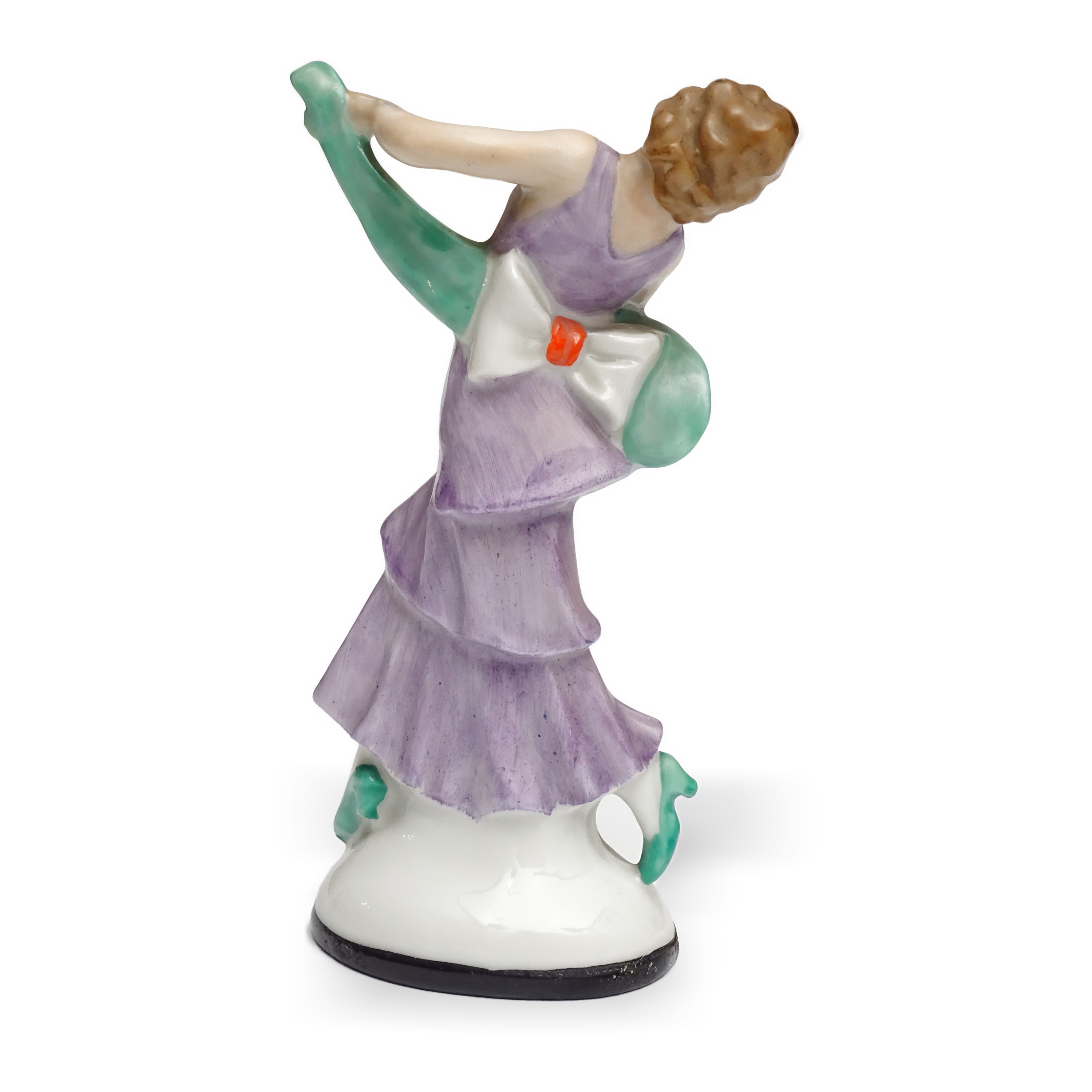 Porzellan-Ballerina-Figurine, Wagner & Apel, Vintage Art Deco, Elegante Tänzerin, Handbemalt